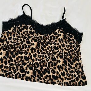 SHEIN Animal Print Cami with Lace Detail